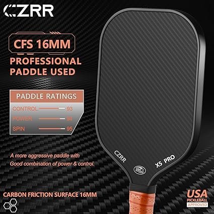 71Jih1cmxL._AC_SX425_.jpg Pickleball Paddle USA Pickleball Approved 3K Raw Carbon Fiber Surface (CFS) High Grit Spin