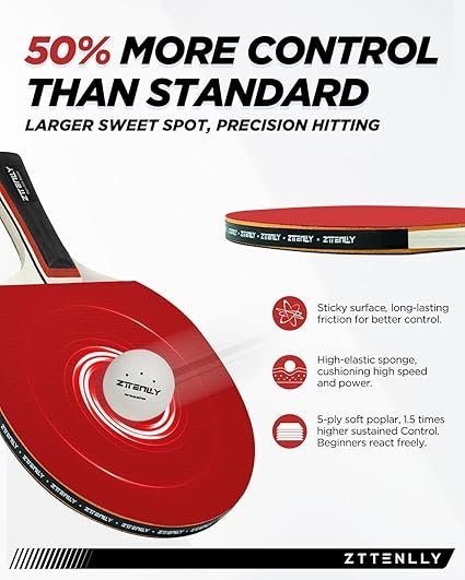 Ping Pong Paddles with Balls Better Control Sticky Inverted Rubber Table Tennis Paddles Set for Indoor Outdoor Games