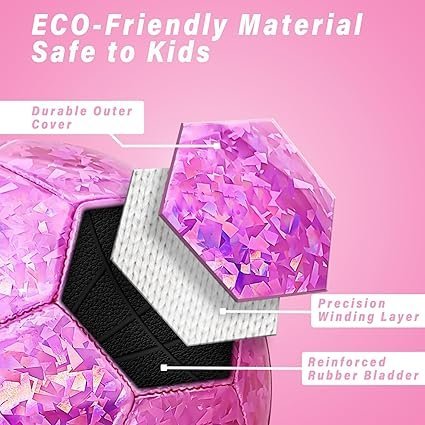 Size 4 Soccer Ball Glitter Pink Kids