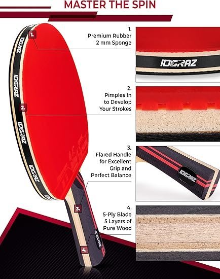 81rV-4c51RL._AC_SY550_.jpg Ping Pong Paddle Professional Racket Table Tennis Racket with Carrying Case